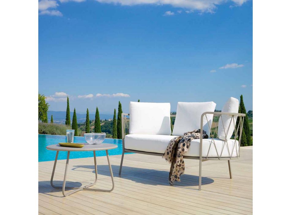 2 Seater Outdoor Sofa in Metal and Fabric with Cushions Made in Italy - Olma
