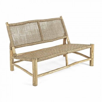 2 Seater Outdoor Sofa in Teak Branches and Synthetic Fiber - Tecno