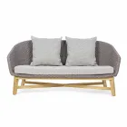 2 Seater Outdoor Sofa in Fabric with Teak Structure, Homemotion - Azeno Viadurini