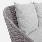 2 Seater Outdoor Sofa in Fabric with Teak Structure, Homemotion - Azeno Viadurini