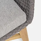 2 Seater Outdoor Sofa in Fabric with Teak Structure, Homemotion - Azeno Viadurini