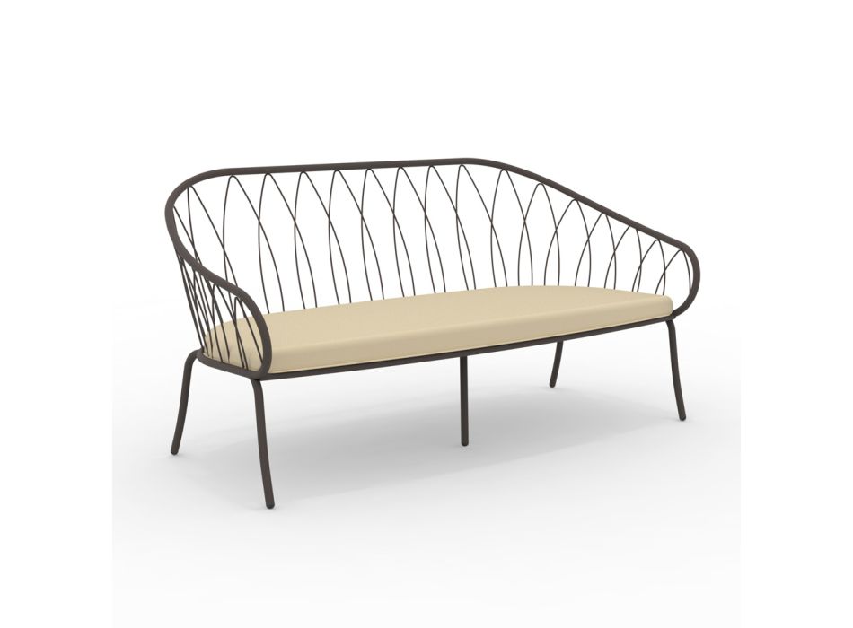 2 Seater Garden Sofa in Metal and Cushion Made in Italy - Fontana Viadurini
