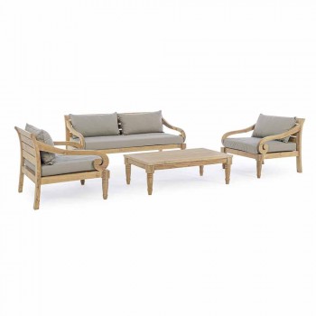 2 Seater Garden Sofa in Teak with Removable Cushions, Homemotion - Harry