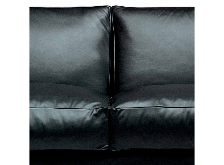 2 Seater Leather Sofa with Walnut Wood Feet Made in Italy - Alessandria