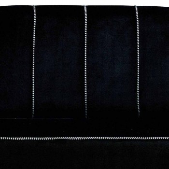 2 Seater Sofa in Black Velvet with Contrast Stitching Made in Italy - Caster