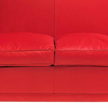 2 Seater Sofa Covered in Leather with Lacquered Feet Made in Italy - Pegolo