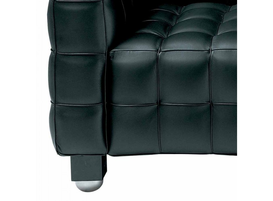 2 Seater Sofa Upholstered in Quilted Effect Leather Made in Italy - Vesuvio