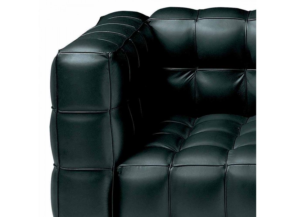 2 Seater Sofa Upholstered in Quilted Effect Leather Made in Italy - Vesuvio Viadurini