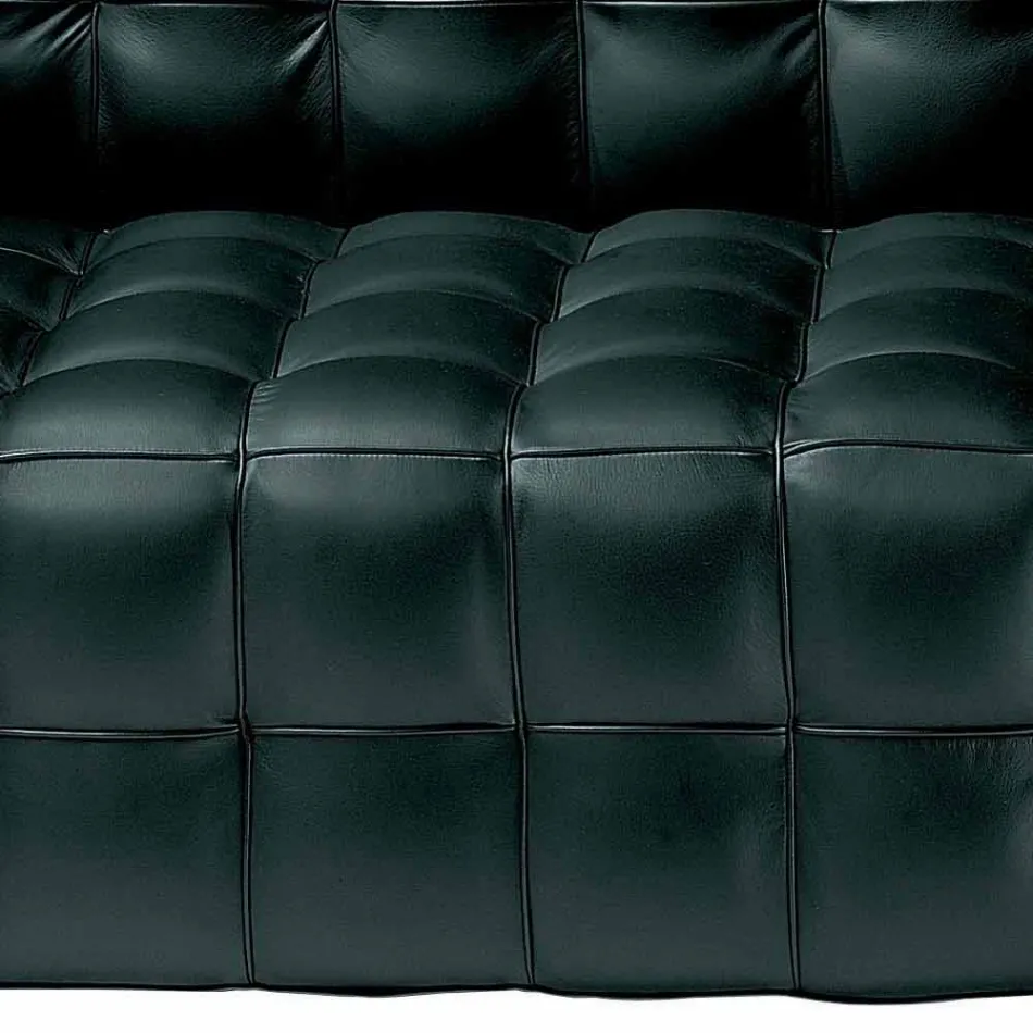 2 Seater Sofa Upholstered in Quilted Effect Leather Made in Italy - Vesuvio Viadurini