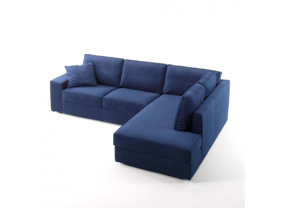 3 Seater Sofa with Peninsula in White or Blue Fabric Made in Italy - Alsace Viadurini