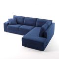 3 Seater Sofa with Peninsula in White or Blue Fabric Made in Italy - Alsace