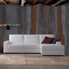 3 Seater Sofa with Peninsula in White or Blue Fabric Made in Italy - Alsace Viadurini