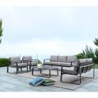 3 Seater Outdoor Sofa with Back Cushions and Seat in Fabric - Mirea Viadurini