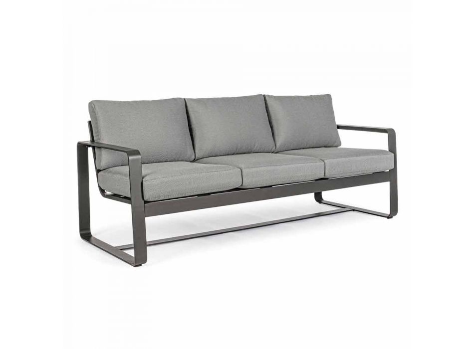 3 Seater Outdoor Sofa with Back Cushions and Seat in Fabric - Mirea