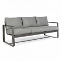 3 Seater Outdoor Sofa with Back Cushions and Seat in Fabric - Mirea