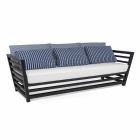 3 Seater Outdoor Sofa in White or Black Aluminum and Blue Cushions - Cynthia Viadurini