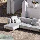 3 Seater Outdoor Sofa in Aluminum with Pouf and Chaise Longue - Filomena Viadurini