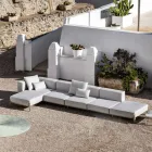 3 Seater Outdoor Sofa in Aluminum with Pouf and Chaise Longue - Filomena Viadurini