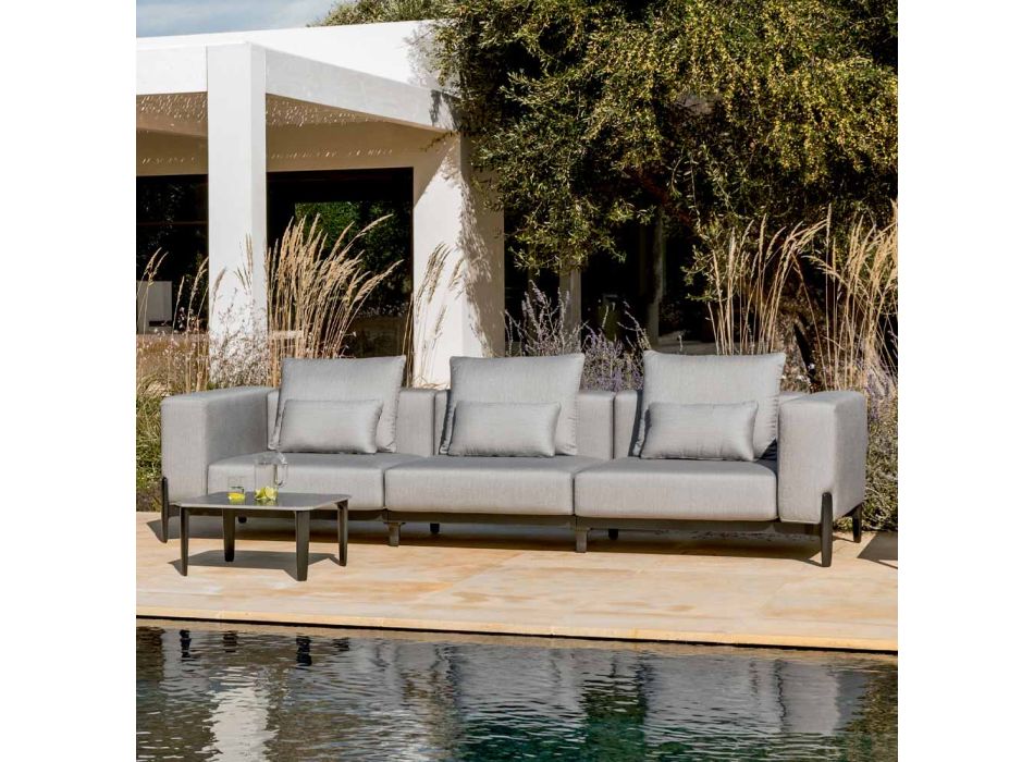 3-Seater Outdoor Sofa in Aluminum and High Quality Fabric - Filomena Viadurini