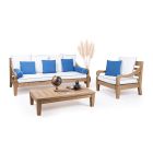 3 Seater Garden Sofa in Brushed Natural Teak - Artes Viadurini