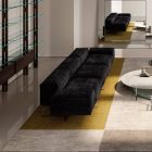 3 Seater Sofa in Extra-clear Glass and Fabric Seat Made in Italy - Rory Viadurini