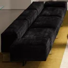 3 Seater Sofa in Extraclear Glass and Fabric Seat Made in Italy - Rory Viadurini