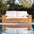 3 Seater Sofa or Maxi Garden in Natural Rattan with Cushions - Keira Viadurini