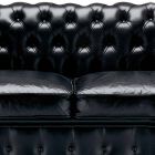 3 Seater Sofa Upholstered in Leather with Lacquered Feet Made in Italy - Idra Viadurini
