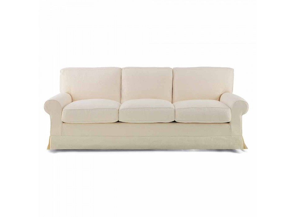3 Seater Sofa Covered in High Quality Made in Italy Fabric - Andromeda Viadurini