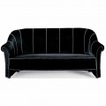 3 Seater Sofa Upholstered in Velvet with White Stitching Made in Italy - Caster