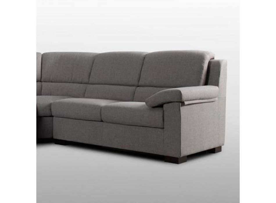 5 Seater Corner Sofa in Light Gray Fabric Made in Italy - Budapest Viadurini