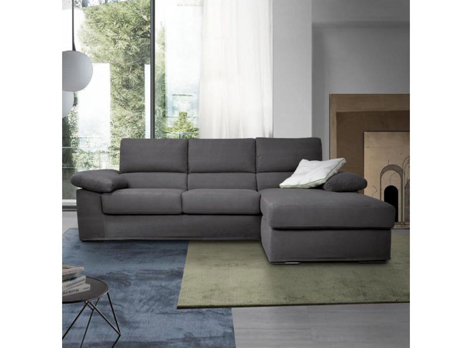 3 Seater Sofa with Reversible Pouf in Made in Italy Fabric - Abudhabi Viadurini