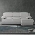 3 Seater Sofa with Reversible Pouf in Fabric Made in Italy - Budapest