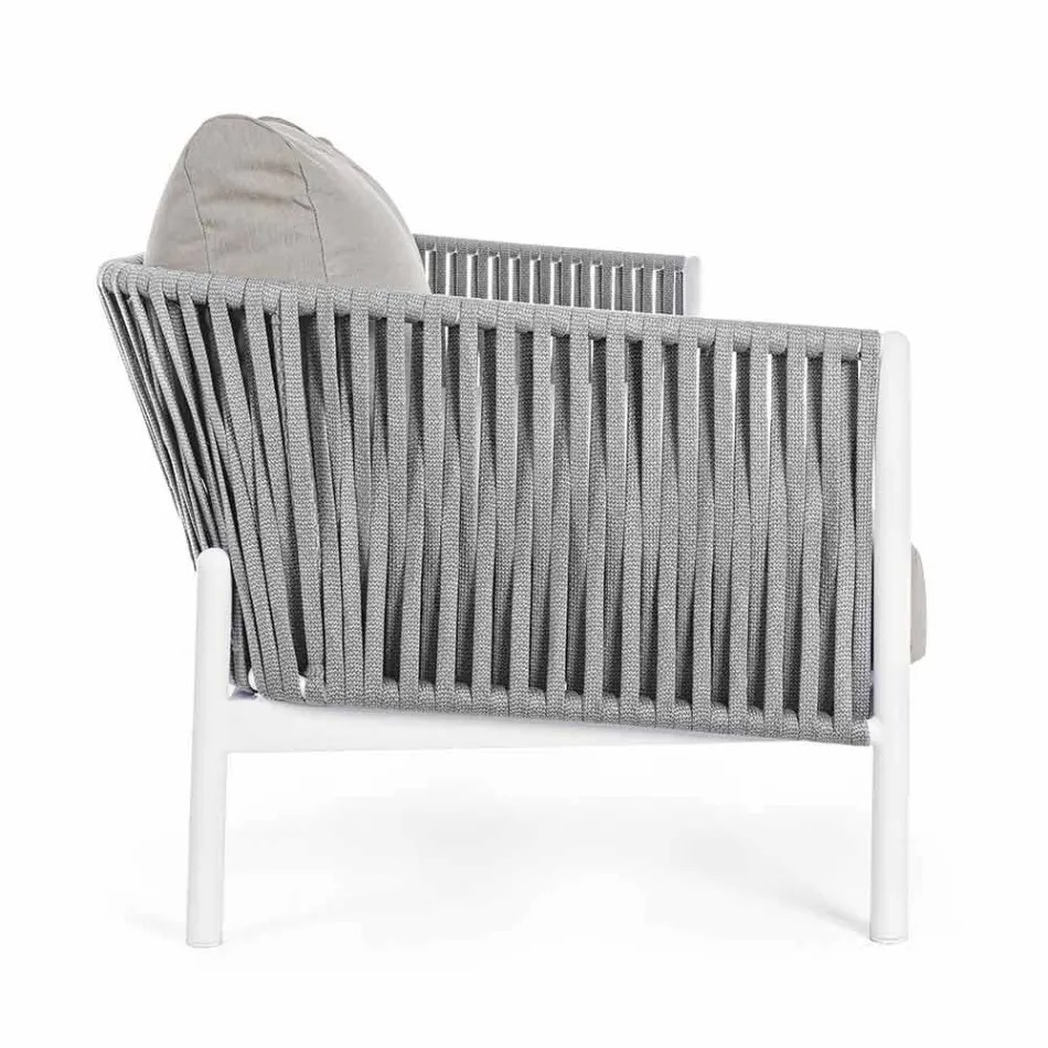Homemotion - Rubio 3-Seater Outdoor Design Sofa in White and Gray Viadurini