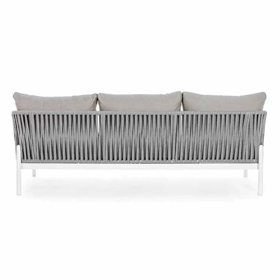 Homemotion - Rubio 3-Seater Outdoor Design Sofa in White and Gray Viadurini