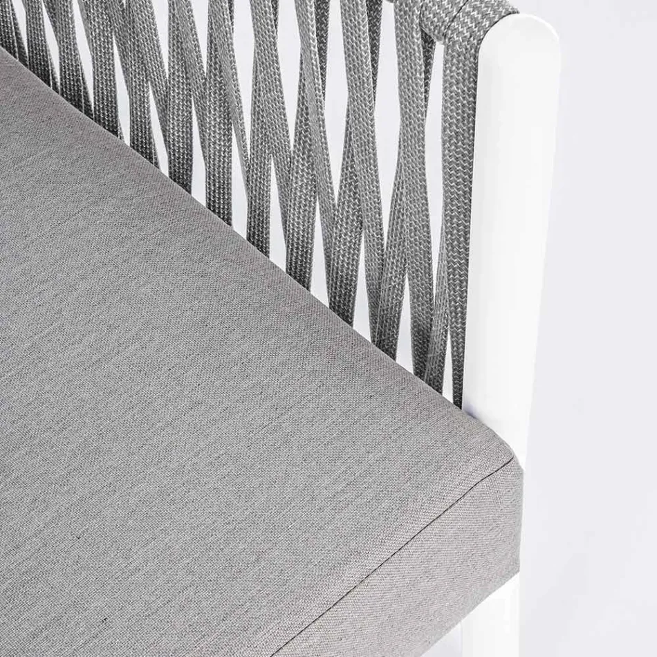 Homemotion - Rubio 3-Seater Outdoor Design Sofa in White and Gray Viadurini