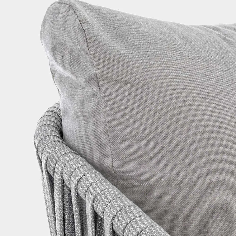 Homemotion - Rubio 3-Seater Outdoor Design Sofa in White and Gray Viadurini