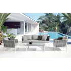 Homemotion - Rubio 3-Seater Outdoor Design Sofa in White and Gray Viadurini