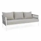 Homemotion - Rubio 3-Seater Outdoor Design Sofa in White and Gray Viadurini