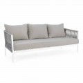 Homemotion - Rubio 3-Seater Outdoor Design Sofa in White and Gray