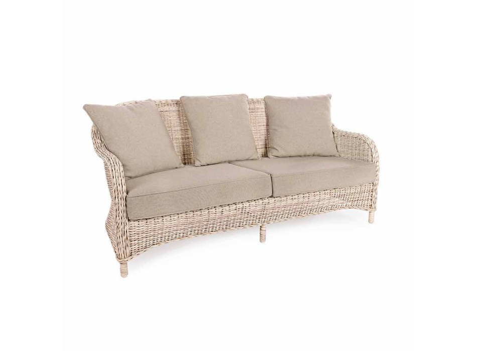 3 Seater Garden Sofa in Braided Fiber Design Homemotion - Casimiro