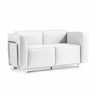 Modern two-seater sofa in white eco-leather and Bugola chrome parts Viadurini