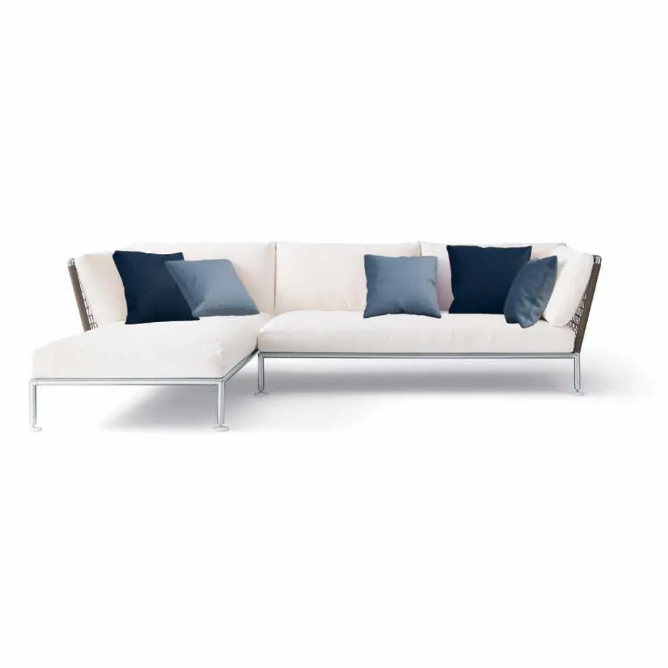 Modern Design Outdoor Corner Sofa in Dove Gray or White Fabric - Ontario3 Viadurini