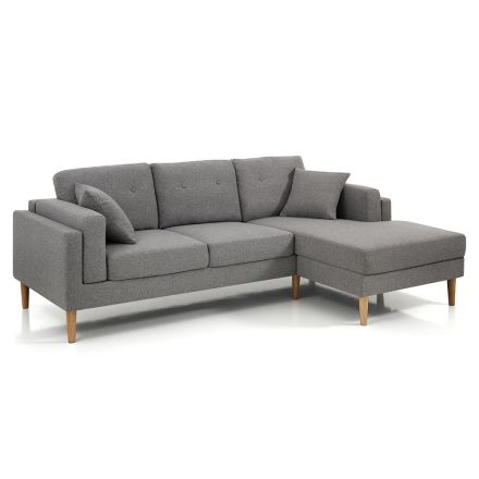 Corner Sofa in Fabric and Wood - Germanium Viadurini