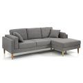 Corner Sofa in Fabric and Wood - Germanium