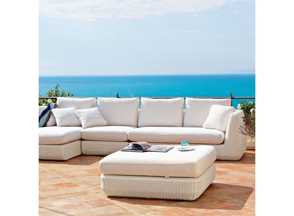 Outdoor Left Corner Sofa Braided in Synthetic Fiber Made in Italy - Barnabus Viadurini
