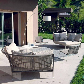 Turtledove Fabric Circular Garden Sofa Made in Italy - Ontario4