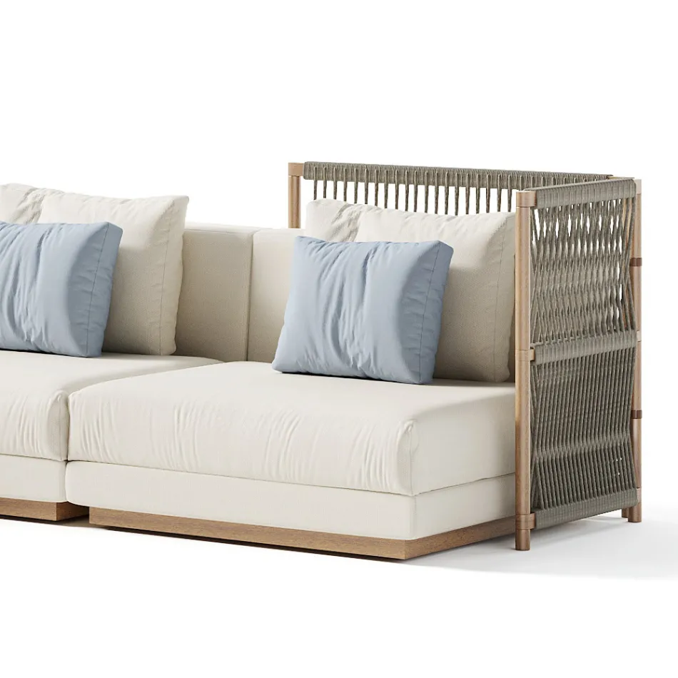 Modular Outdoor Sofa in Upholstered Fabric Made in Italy - Rubik Viadurini