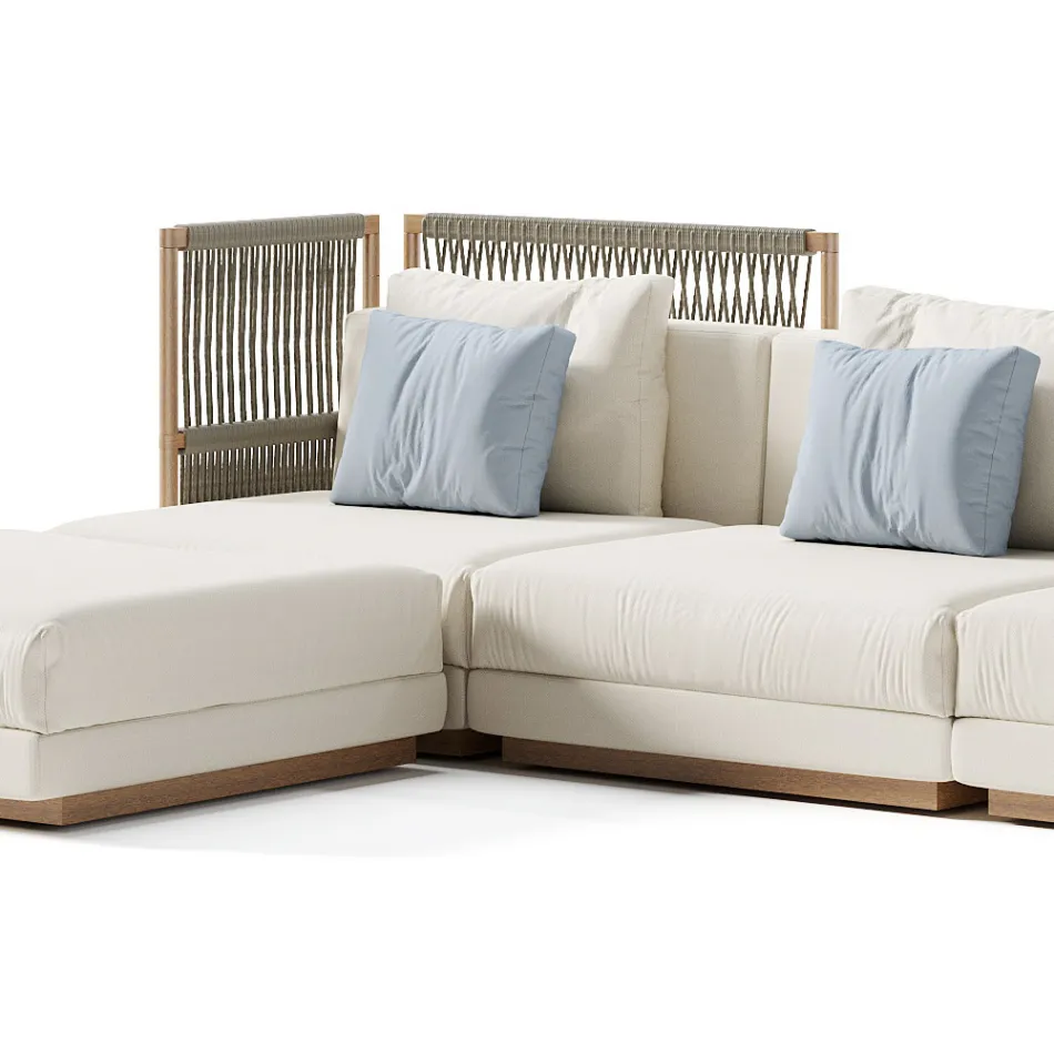 Modular Outdoor Sofa in Upholstered Fabric Made in Italy - Rubik Viadurini