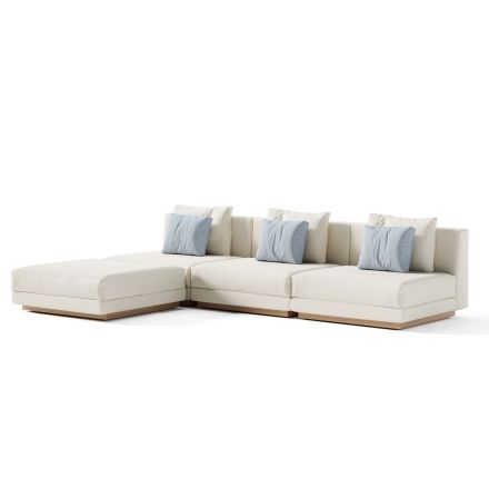 Modular Outdoor Sofa in Upholstered Fabric Made in Italy - Rubik Viadurini